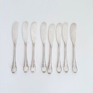 LUNT STERLING SILVER MODERN VICTORIAN BUTTER SPREADER KNIVES 5.5" SET OF 8